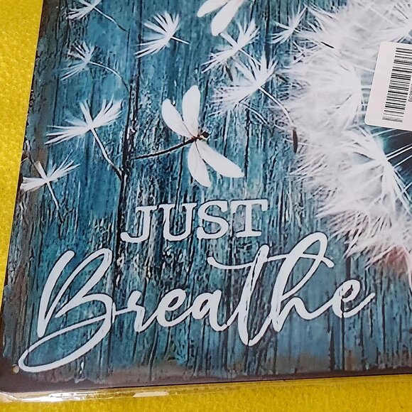 Inspirational teal tin sign - Dragonflies & dandelion - Calming - Picture 2 of 3